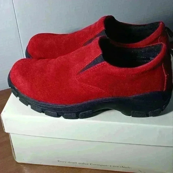 Covington Safari Red Suede Slip On Comfort Clogs. Size 6½M - Picture 2 of 6